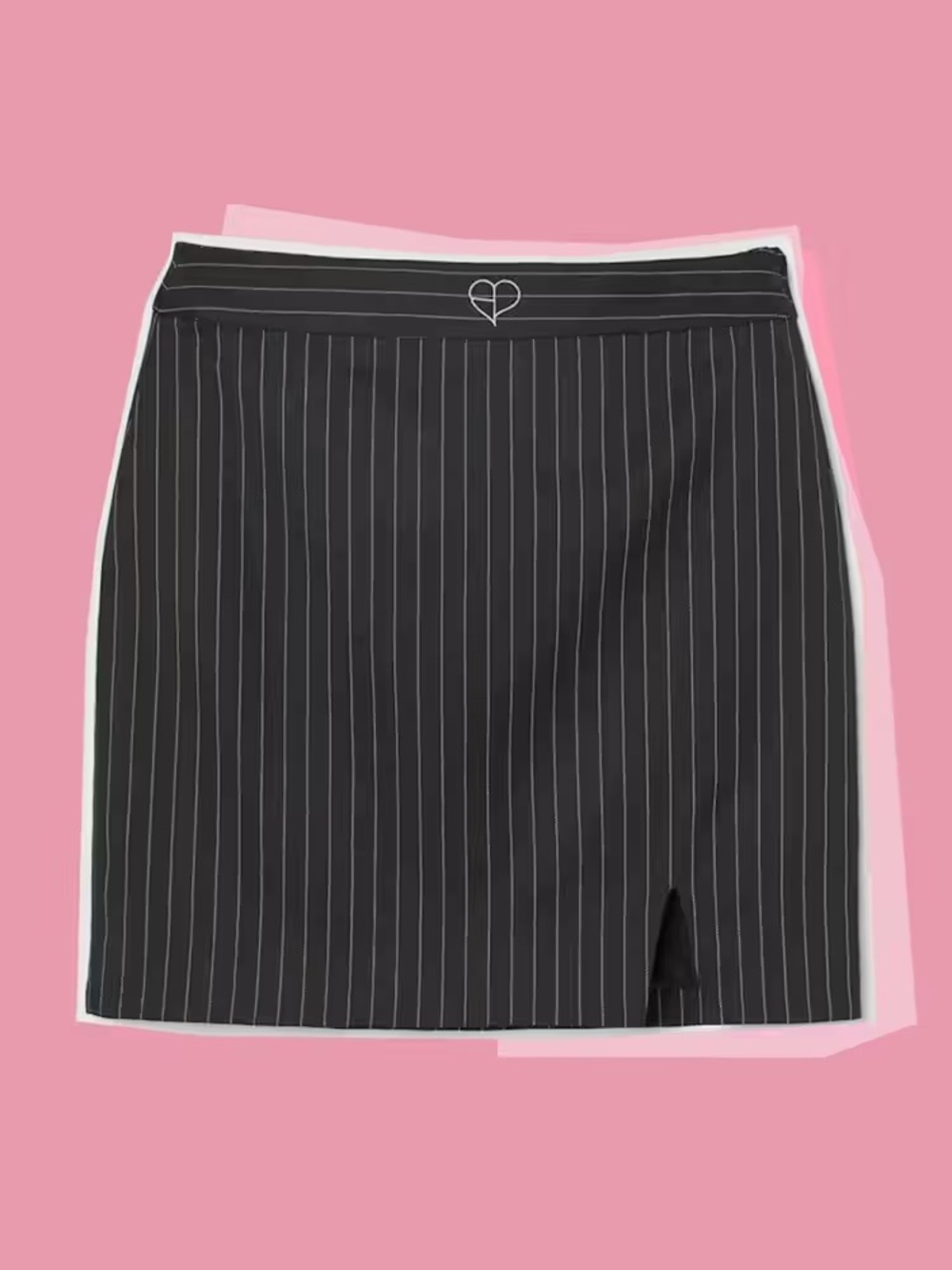 H&M x BLACKPINK Black Pinstripe Mini Skirt with Heart Waist Accent
